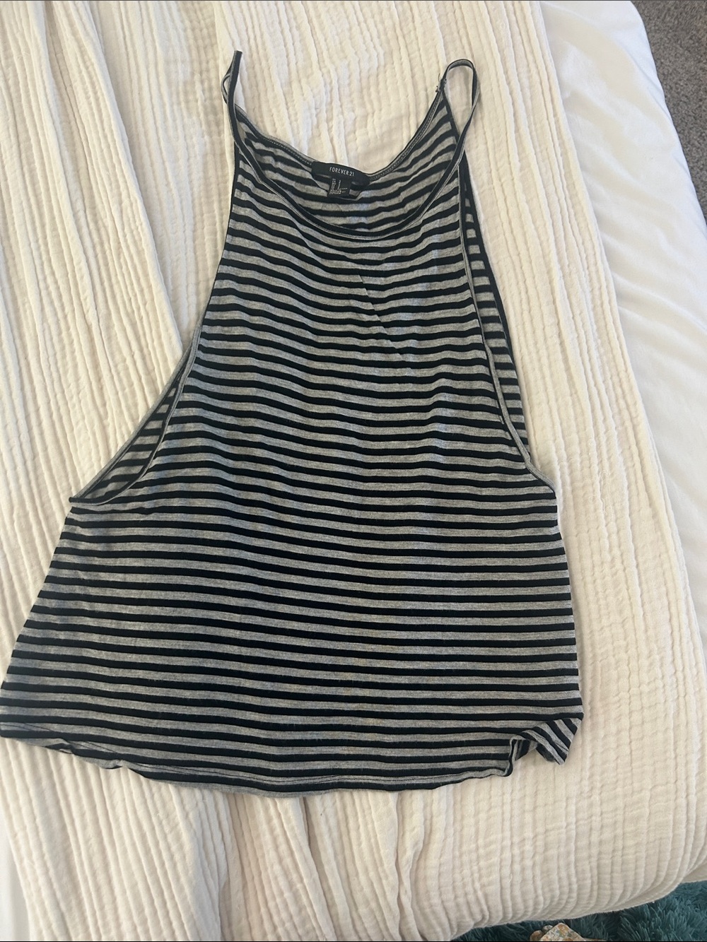 Striped Sleeveless Tank Top - Black & Gray